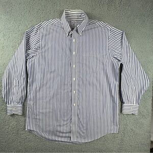Brooks Brothers Button Down Shirt Mens Sz 16.5 -34 Periwinkle Blue Stripes